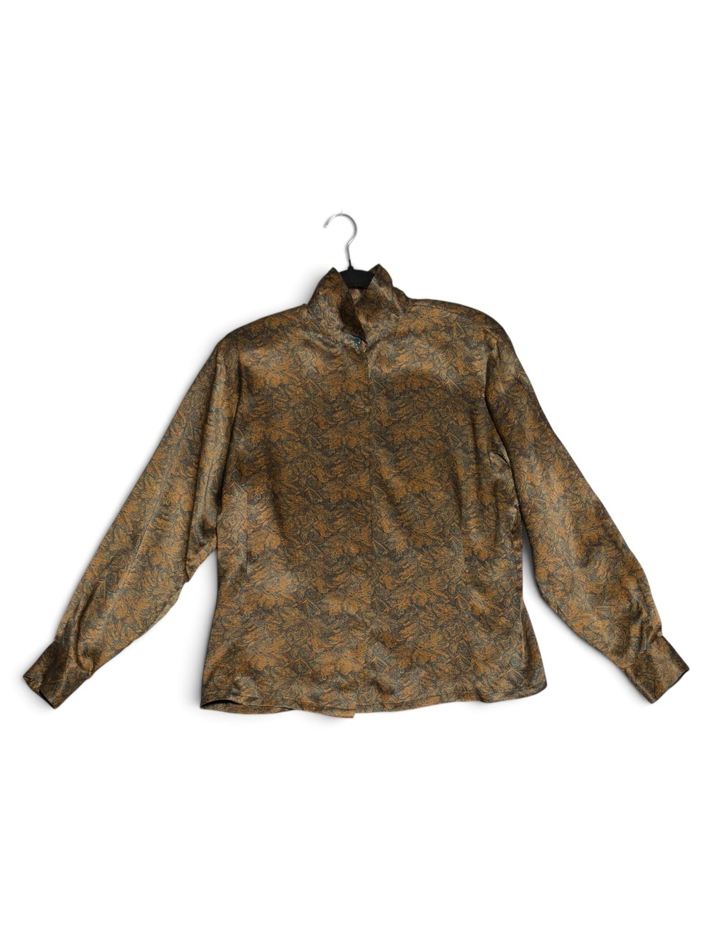 Vintage Ellen Tracy Women's 100% Silk Long Sleeve Tapestry Print Blouse Size 8